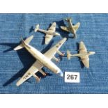 DINKY TOYS 706 VICKERS VISCOUNT AIRCRAFT T/W 2 METEORS AND SUPERMARINE SWIFT