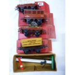 HORNBY 0 GAUGE , BOXED WAGONS - FLAT TRUCK WITH CABLE DRUM, FLAT TRUCK WITH INSULATION CONTAINER,