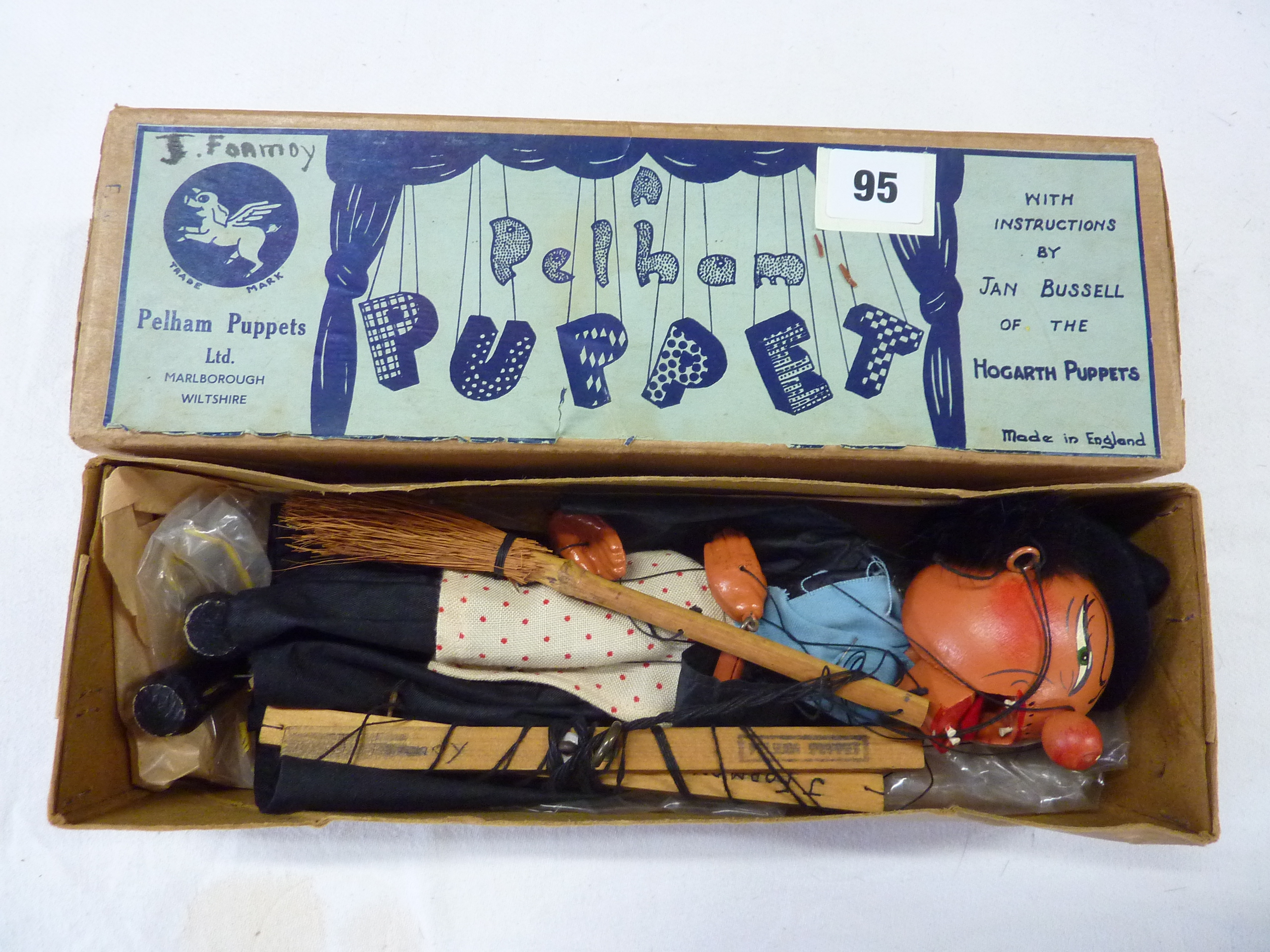 AN EARLY PELHAM PUPPET IN BLUE GREY BOXES - WITCH