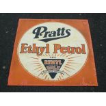 ENAMELLED SIGN PRATTS ETHYL PETROL WITH ETHYL 5/28