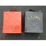 VINTAGE PETROL CANS : SHELL MOTOR SPIRIT AND SHELL MEX / BP
