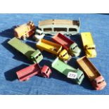 DINKY SUPERTOYS, A PLAY WORN SELECTION INC. GUY 513, COMET 532 AND 533, MECHANICAL HORSE, FODEN WITH