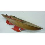 TINPLATE MODEL BOAT HULL AND LOWER SUPERSTRUCTURE