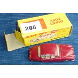 DINKY TOYS BOXED 195 JAGUAR 3.4 SALON MAROON LIVERY, SOME WEAR TO REAR NEARSIDE