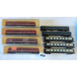 LIMA 4 BOXED CONTINENTAL COACHES, 325 X3, 323 X 1, 3 U/B PULLMAN SNCF COACHES AND 2 U/B SNCF COACHES