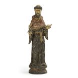 A carved wood ''St. Francis of Assisi''