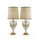 A pair of French-style hand-painted table lamps