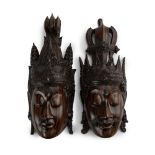 A pair of Thai carved masks