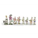 Eight Continental porcelain figures