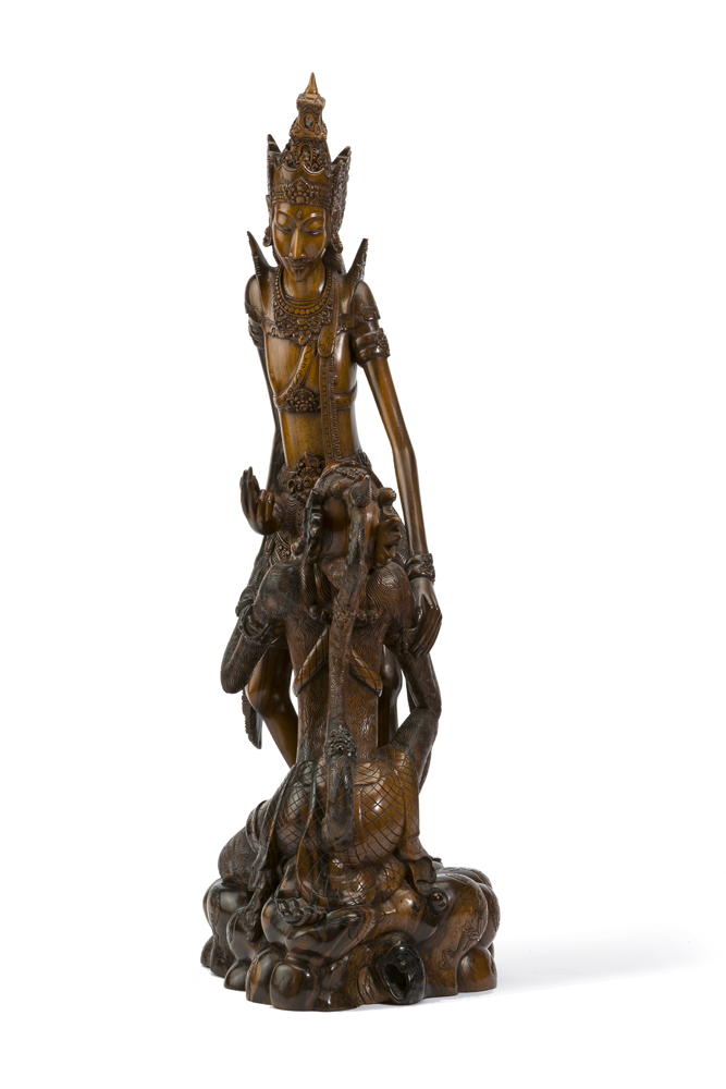 A Thai carved figural group of Rama and Hanoman - Image 2 of 7
