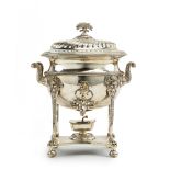 An English silver plated hot water urn