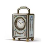 A miniature enameled desk clock