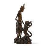 A Thai carved figural group of Rama and Hanoman