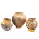 Three Tarahumara pottery ollas