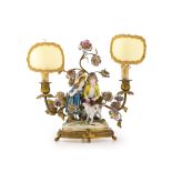 A porcelain and gilt metal table lamp