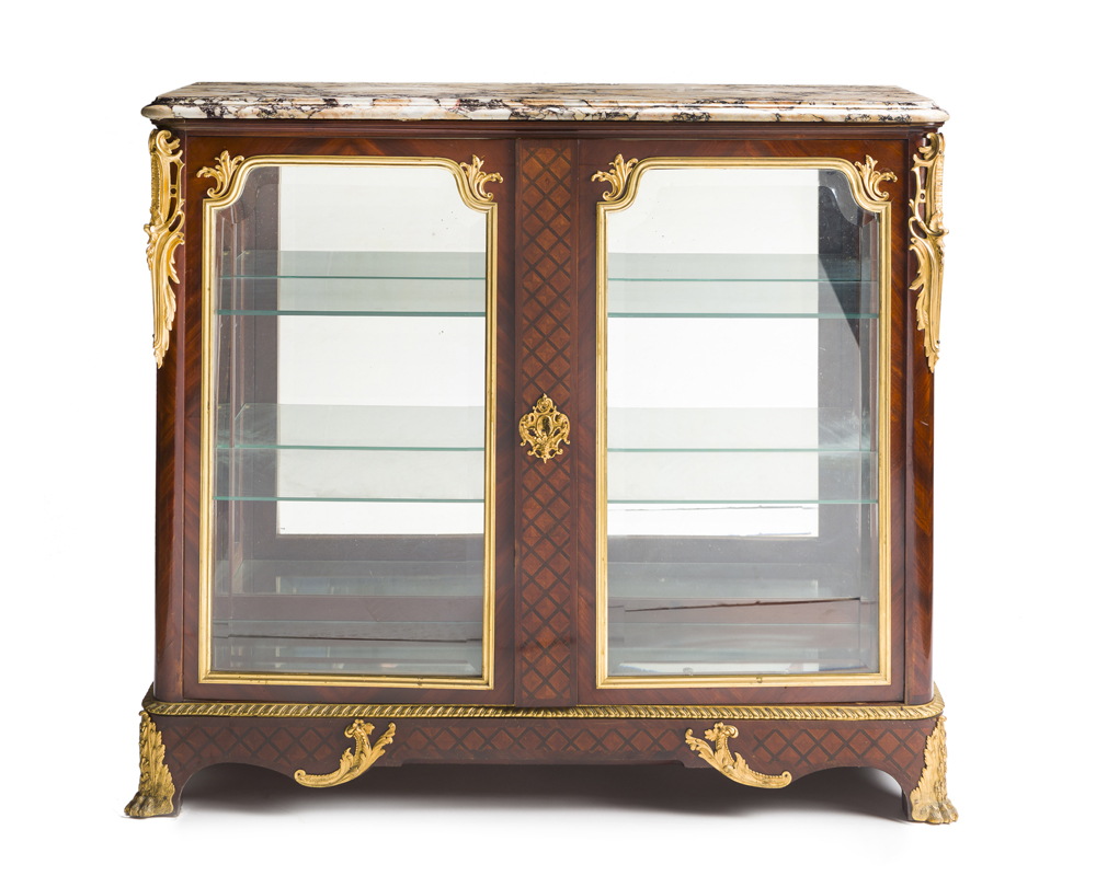 A French Louis XV-style gilt-bronze vitrine cabinet