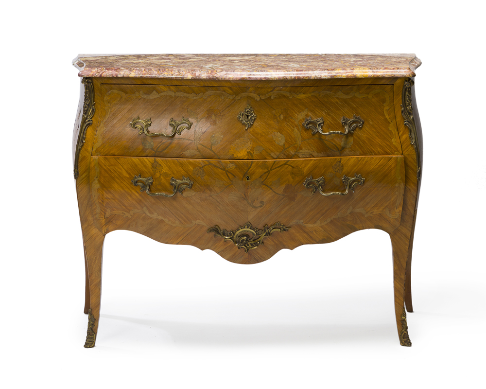 A French Louis XV-style marquetry commode