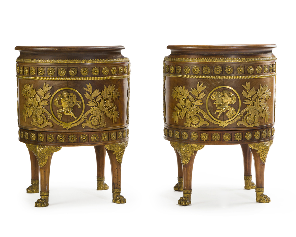 A pair of French Empire mahogany and gilt bronze-mounted fauteuils de bureau - Image 2 of 4