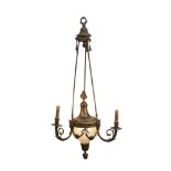 A French Empire-style hanging bronze chandelier