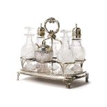 A Waterford crystal and English silver cruet set