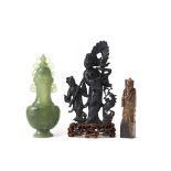 Three Chinese hardstone objects