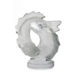 A Lalique ''Deux Poisson'' frosted art glass sculpture