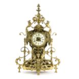 A brass mantle clock