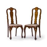 A pair of Dutch marquetry chairs