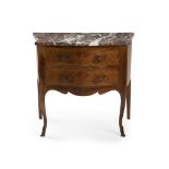 A French Provincial-style side table with marble top