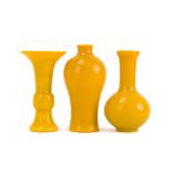 Three Chinese Peking glass vases