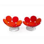 A pair Verner Panton for Plus-Linje ''Peacock'' chairs