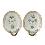 A pair of Royal Copenhagen "Flora Danica" pickle/accent platters