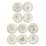 Ten Royal Copenhagen "Flora Danica" dinner plates