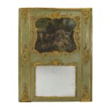 A French Louis XVI-style parcel-gilt trumeau mirror