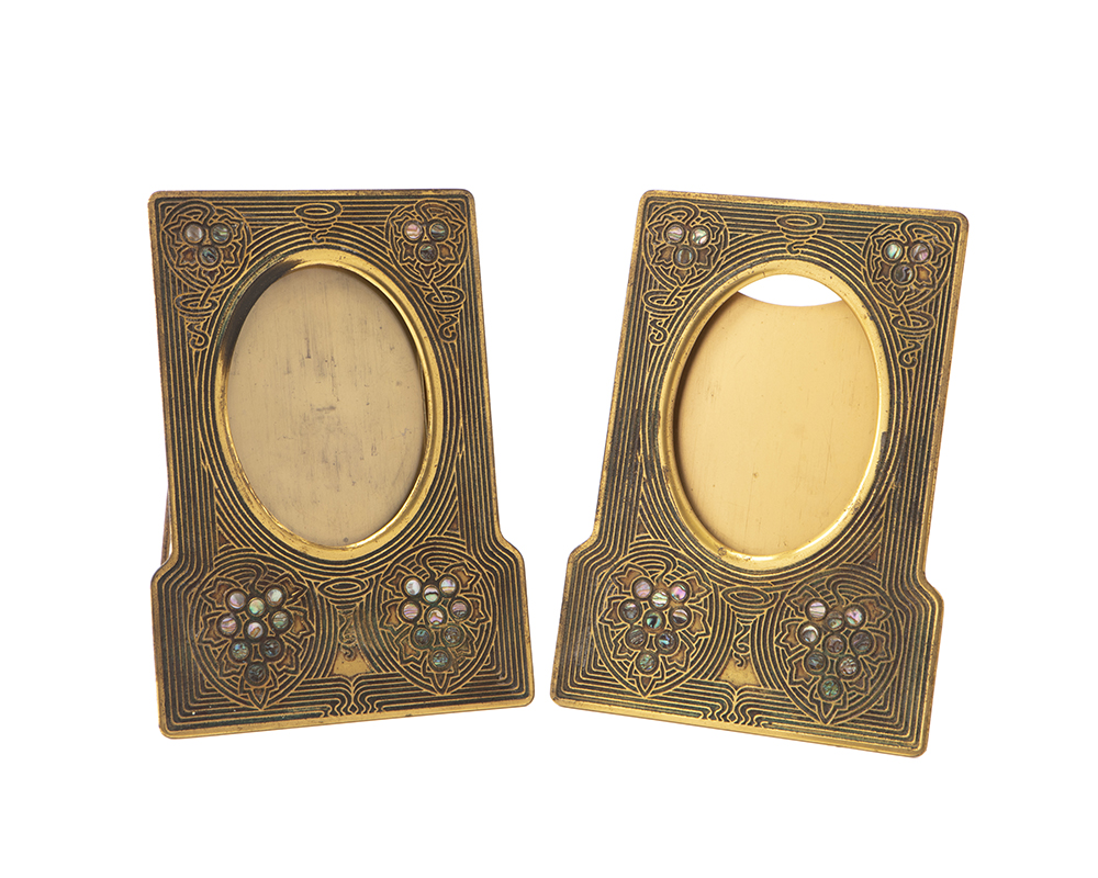 A pair of Tiffany Studios "Abalone" gilt-bronze picture frames