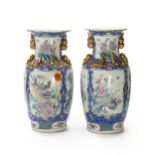 A pair of large Chinese handpainted vases