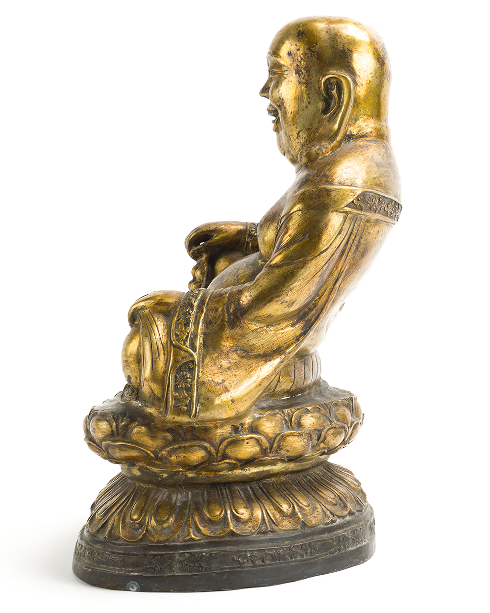 A Chinese gilt-bronze Budai - Image 3 of 4