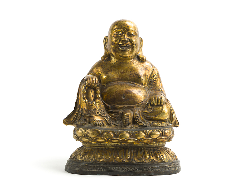 A Chinese gilt-bronze Budai