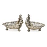 A pair of E.F. Caldwell & Co. neoclassical silver nut dishes