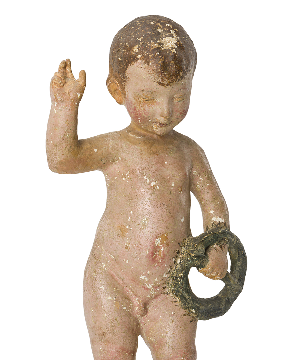 A carved and polychromed figure of the Christ child - Image 3 of 4