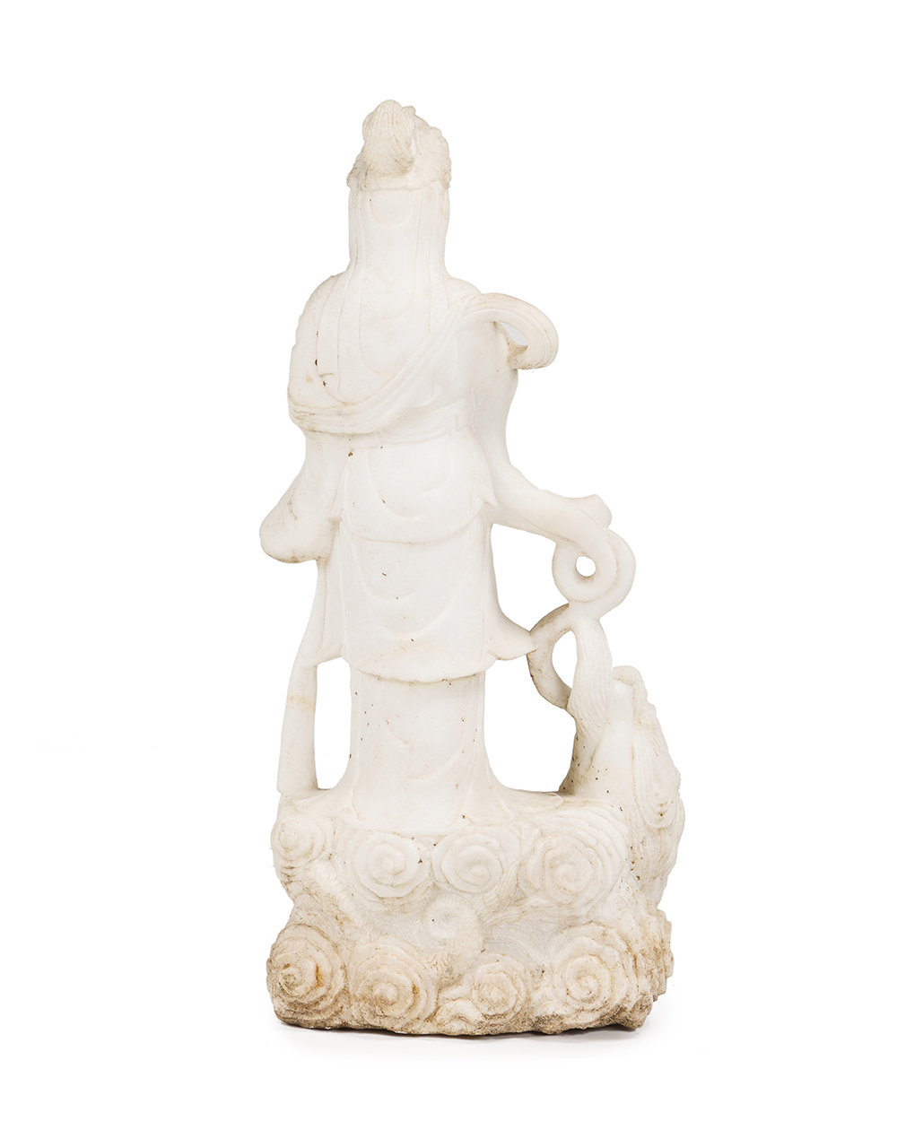 A Chinese carved white marble statue - Image 4 of 4