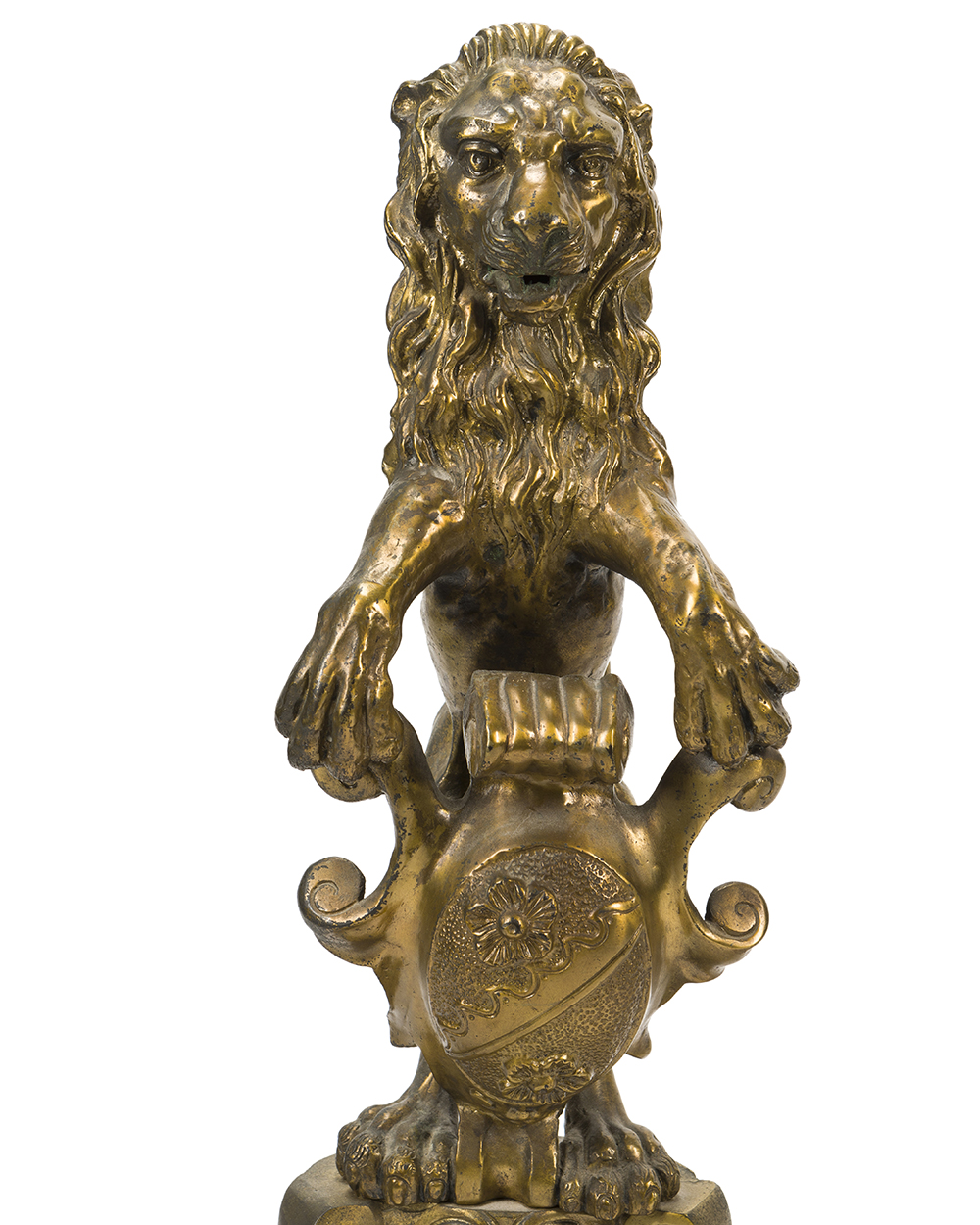 A pair of gilt bronze and cast iron andirons - Image 3 of 4