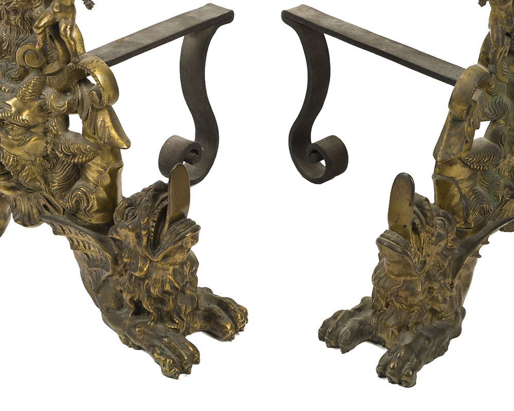 A pair of gilt bronze and cast iron andirons - Image 4 of 4