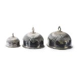 Three English Sheffield plate turkey domes