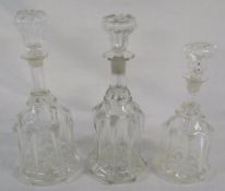 3 Victorian graduated glass decanters H 33,