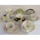 Various 19th century English teacups and saucers (af)
