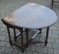 1930s oak gate leg table with barley twist legs