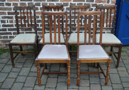 4+2 1930s drop seat dining chairs