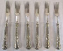 Set of 6 Victorian silver handled forks Sheffield hallmark