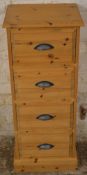 Narrow pine chest of drawers